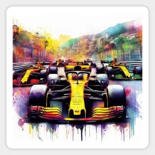 Artistic illustration of high speed racing cars in Monte Carlo Magnet